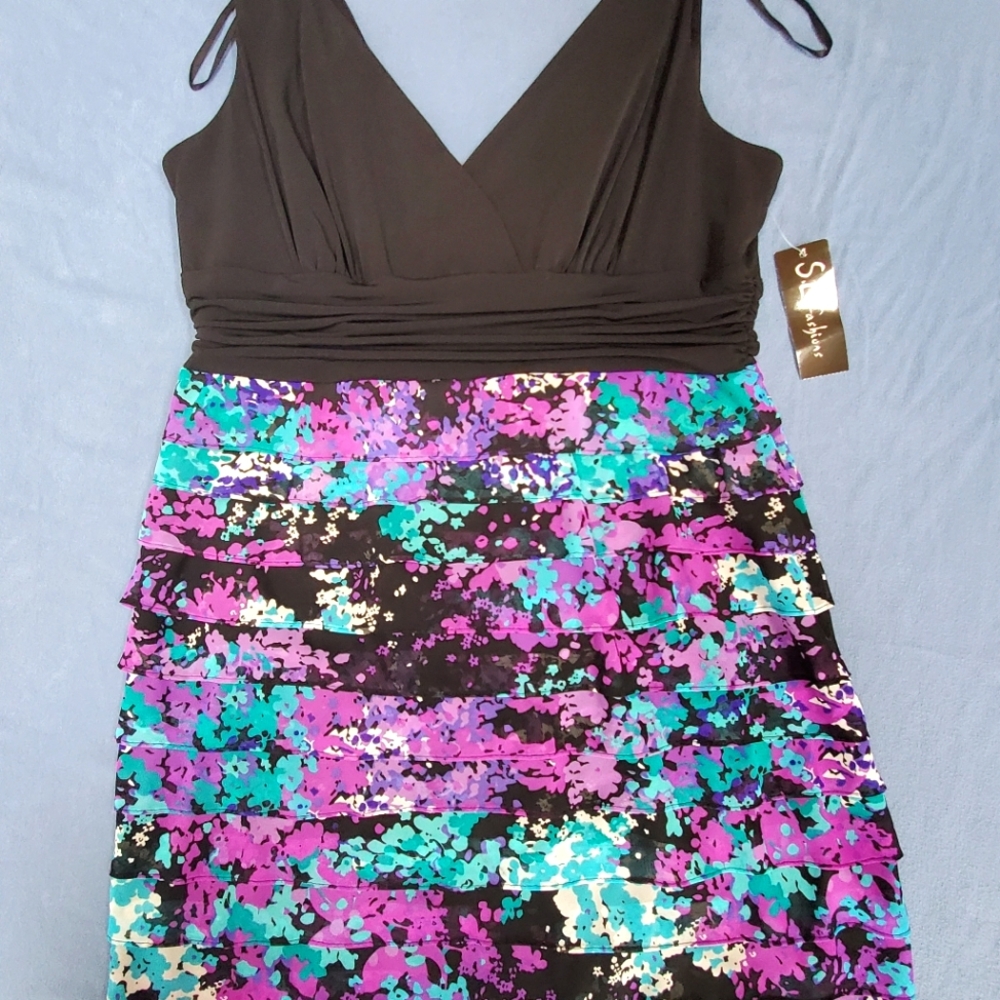 S.L. Fashions Sleeveless Ruffle Skirt Dress